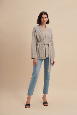 Spencer Cable Knit Wrap Coat