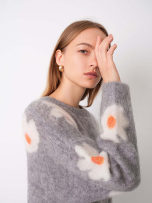 JODIE Oversized Mohair Floral Sweater
