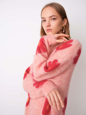 JODIE Oversized Mohair Floral Sweater