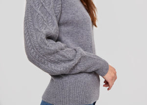 women cable-knit crew neck cashmere sweater green